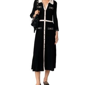 Maje Redouane Knit Black and White Shirt Dress